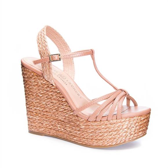 NEW CHINESE LAUNDRY weave your way wedge in nude - Picture 1 of 4
